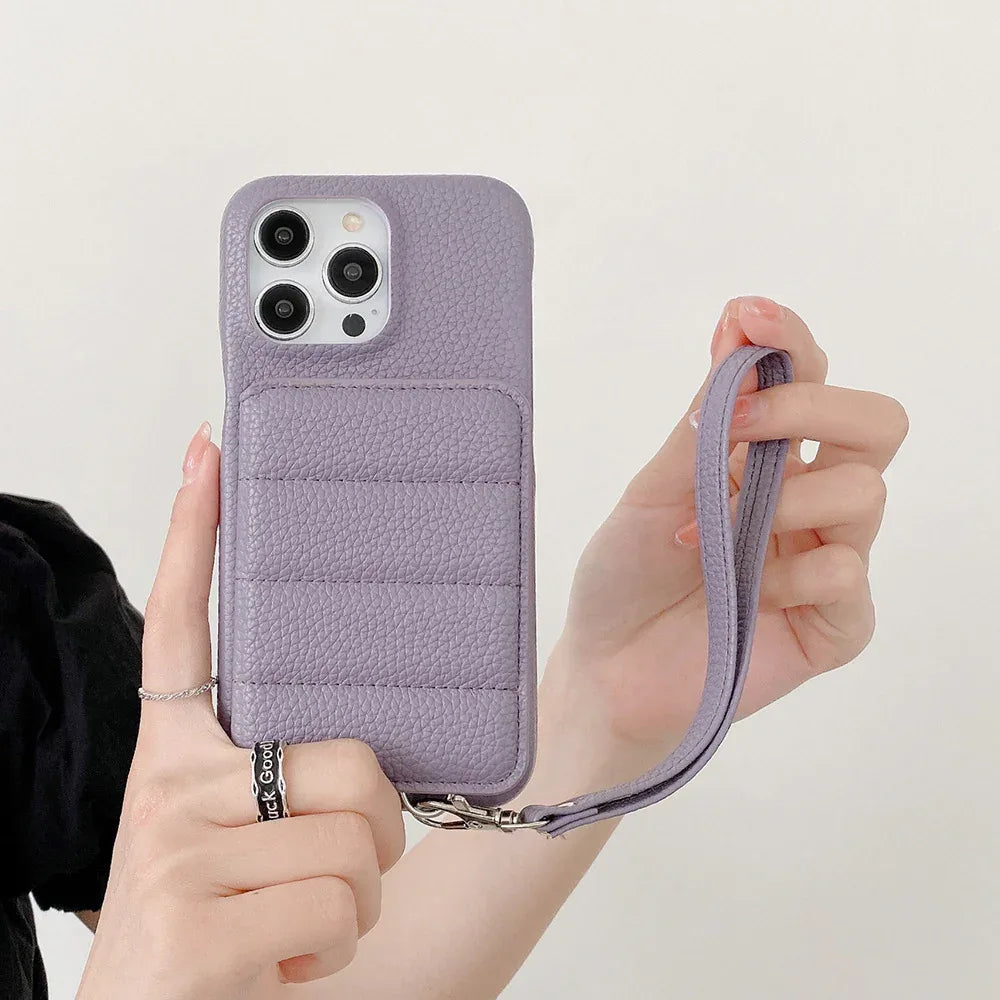 Drop-resistant Leather Down Card Holder iPhone Case - Viexta