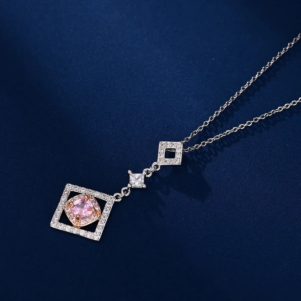Square Diamond Pendant Necklace For Women - Viexta