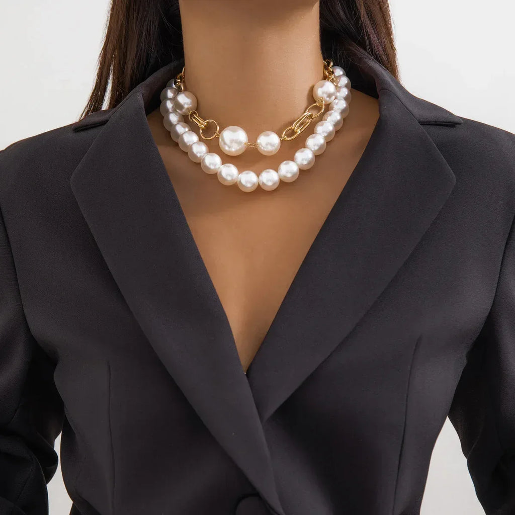 Round Beads A String Double-layer Necklace - Viexta