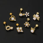Colorful Opal Titanium Steel Stud Earrings - Viexta