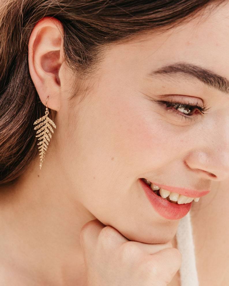 Tassel Bohemian Gold Leaf-shaped Earring - Viexta