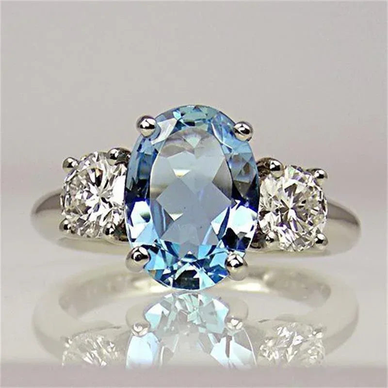 Fashion Oversized Aquamarine Ring - Viexta