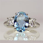 Fashion Oversized Aquamarine Ring
