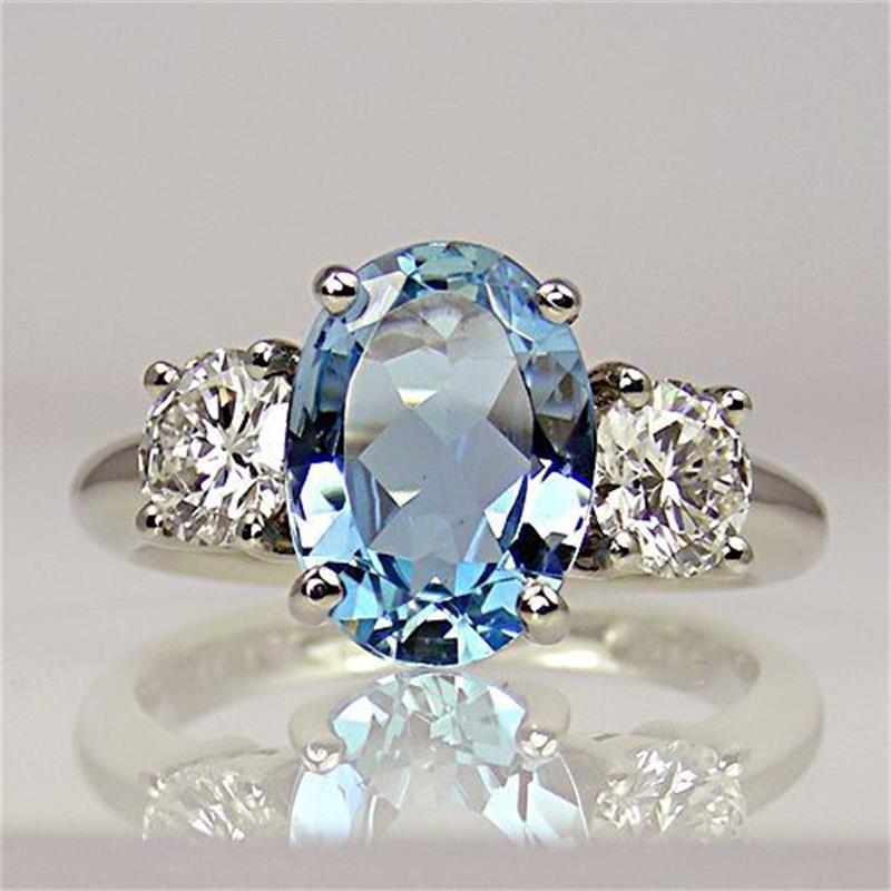 Fashion Oversized Aquamarine Ring