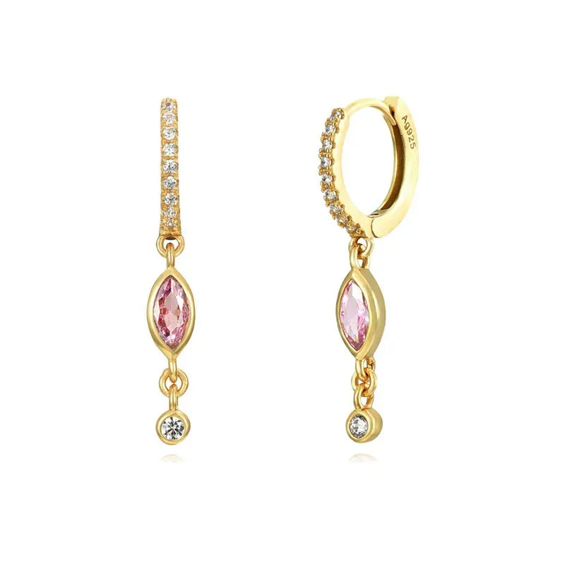 Sterling Silver Needle Zircon Earrings - Viexta