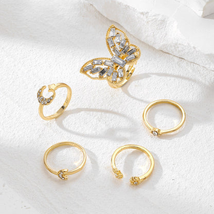 5piece Butterfly Set Rings