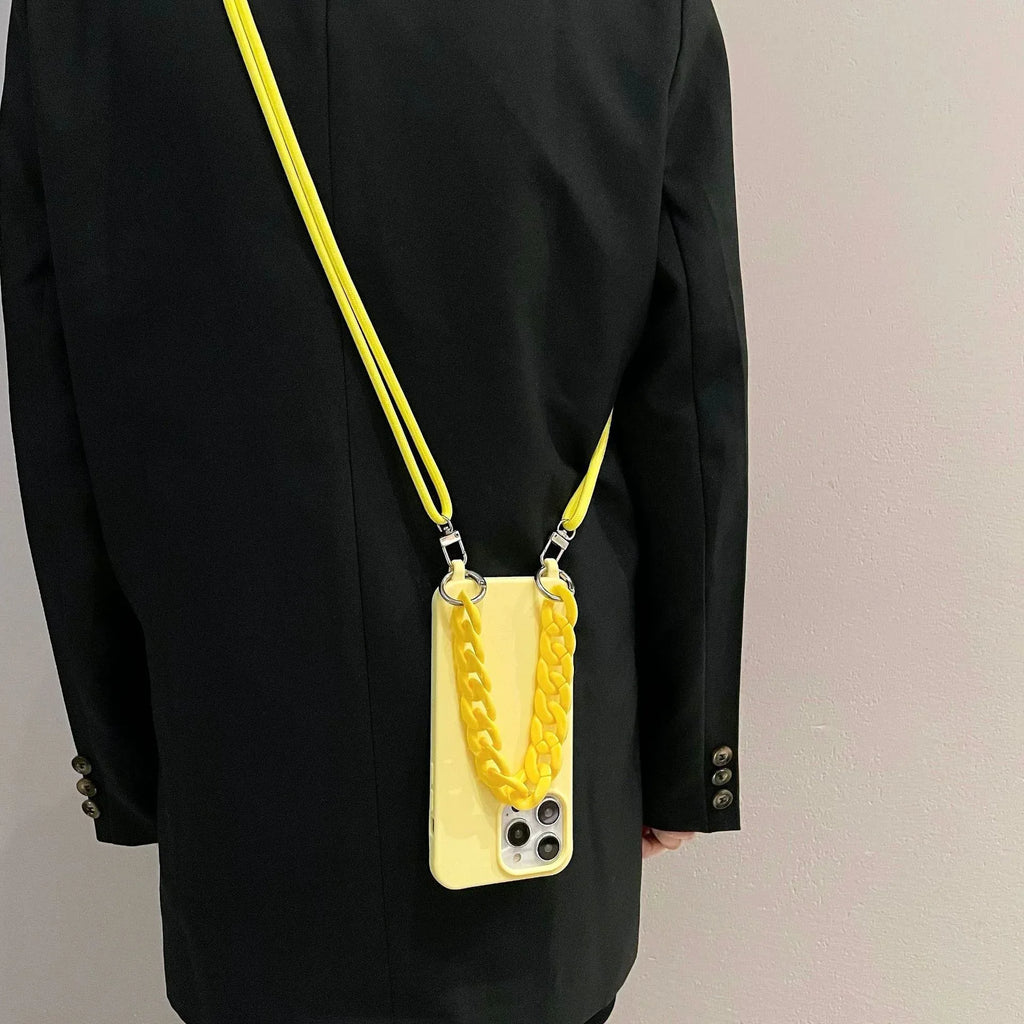 Candy Color Chain Lanyard Soft Lanyard iPhone Case - Viexta