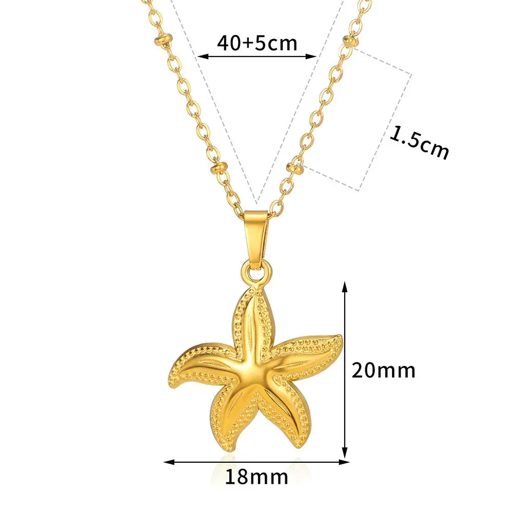 Starfish Beach Stainless Steel Shell Necklace - Viexta