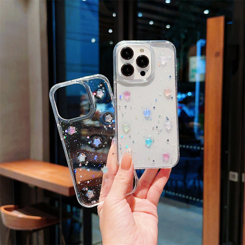 Luminous Stars Glitter Transparent iPhone Case