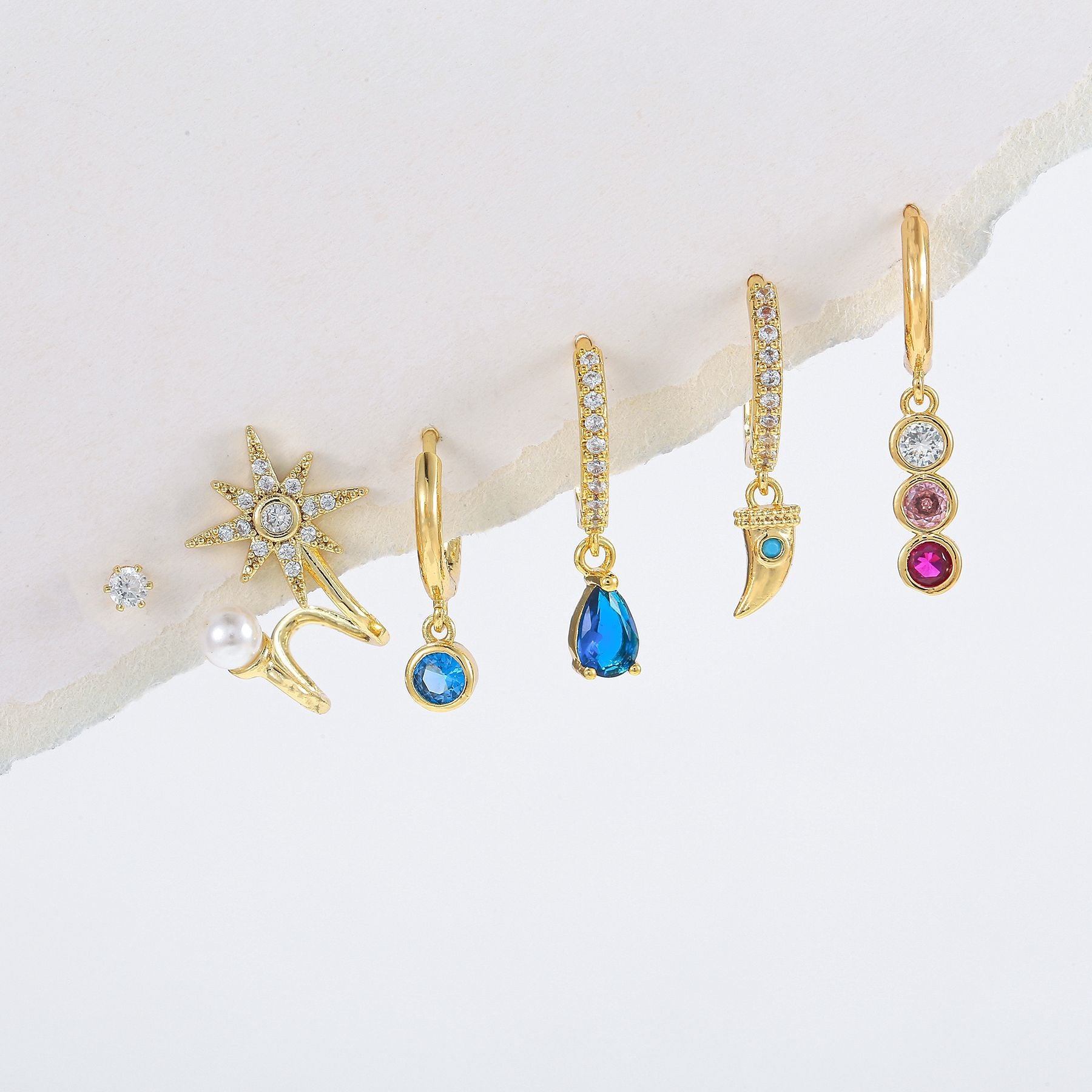 6piece Flower Pearl Stud Earrings