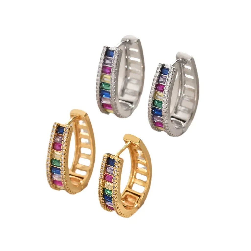 Colorful Zircon Geometric Earrings For Women - Viexta
