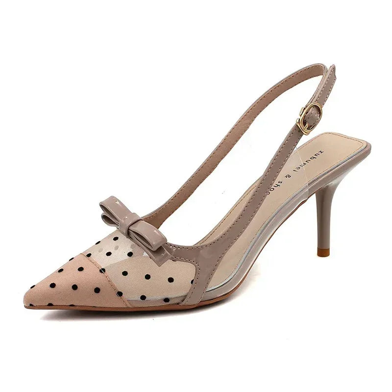 Pointed Toe Stiletto Korean Mesh Closed Heels - Viexta
