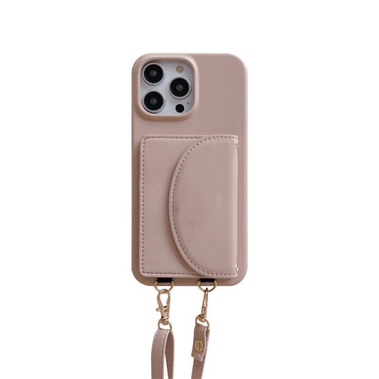 Card Holder Lanyard Litchi Sling Shoulder IPhone Case