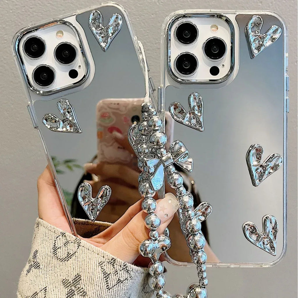 electroplating-pleated-three-dimensional-heart-iphone-case - Viexta