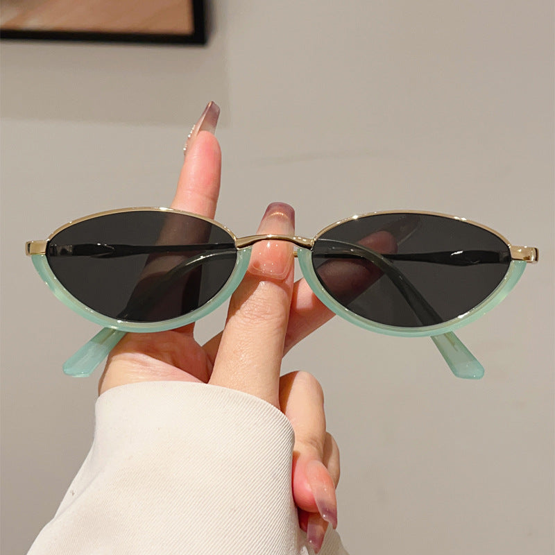 Triangle Cat's Eye Metal Small Frame Sunglasses