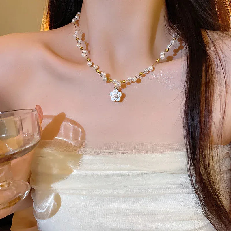 french-retro-camellia-necklace-for-women - Viexta