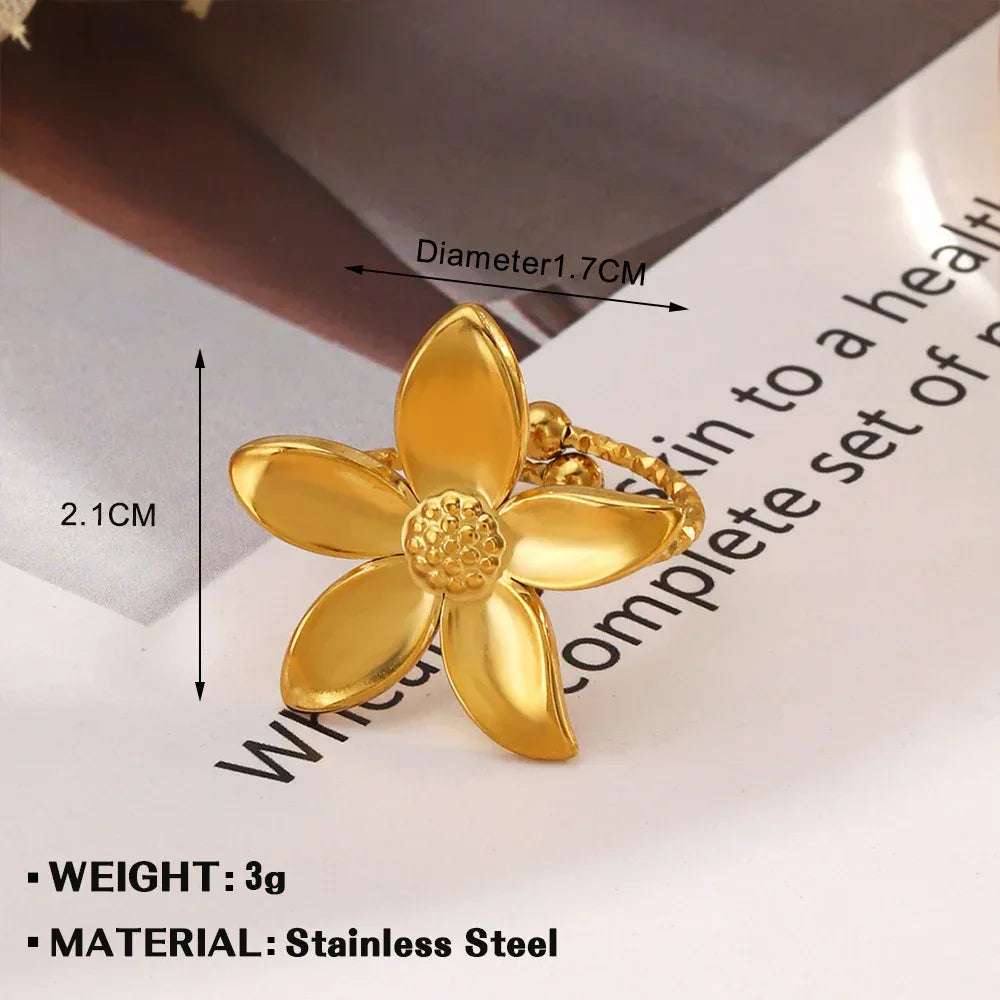 Stainless Steel Flower Ring - Viexta