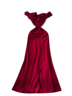 Ruffled Patchwork Waist-slimming High Slit Cocktail Dress - Viexta