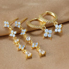 Blue Flower Zirconium Ear Studs - Viexta