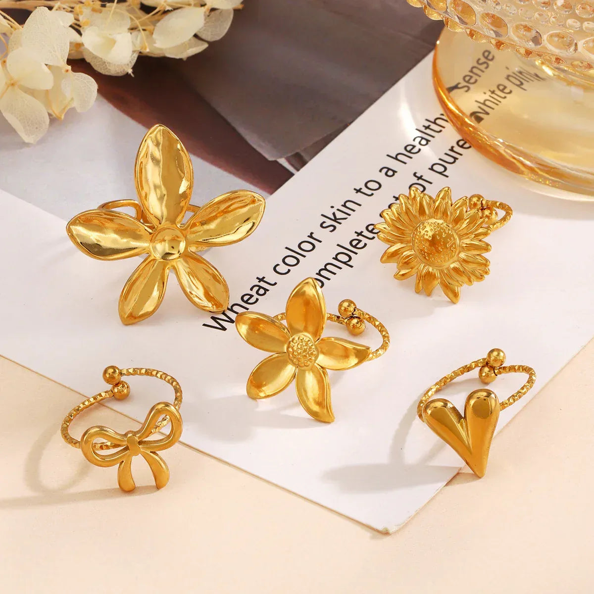 Stainless Steel Flower Ring - Viexta