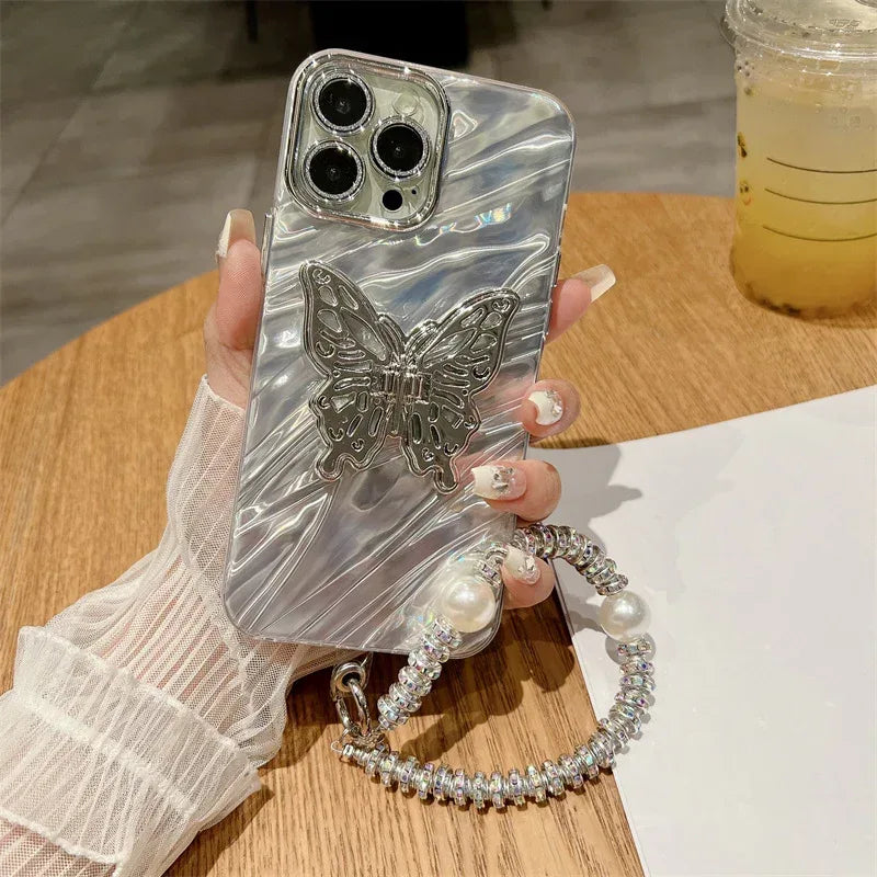 Water Ripple Lens Protector Butterfly Silicone iPhone Case - Viexta