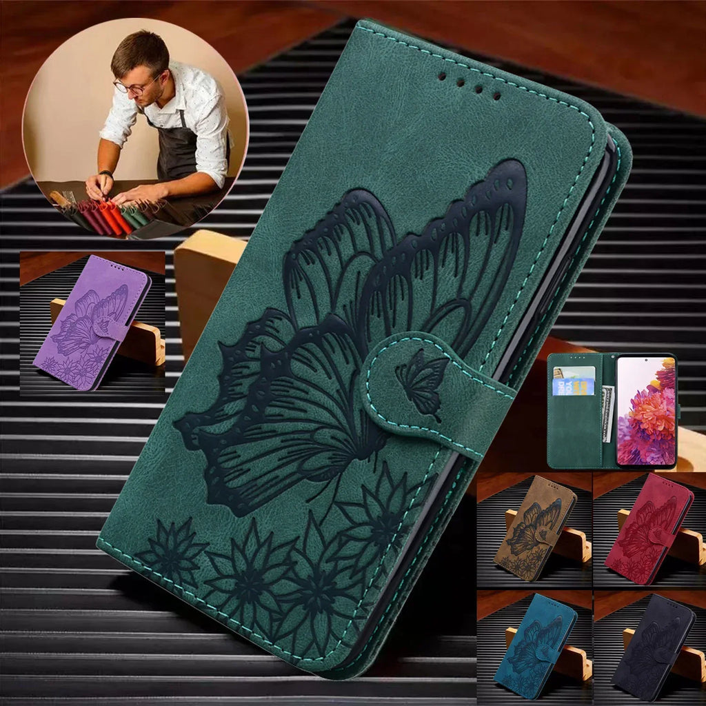 Embossed Butterfly Samsung S20 Series Leather Phone Case - Viexta