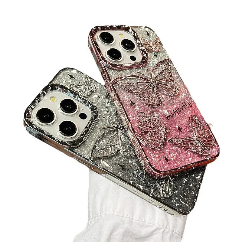new-butterfly-glitter-anti-fall-iphone-case - Viexta