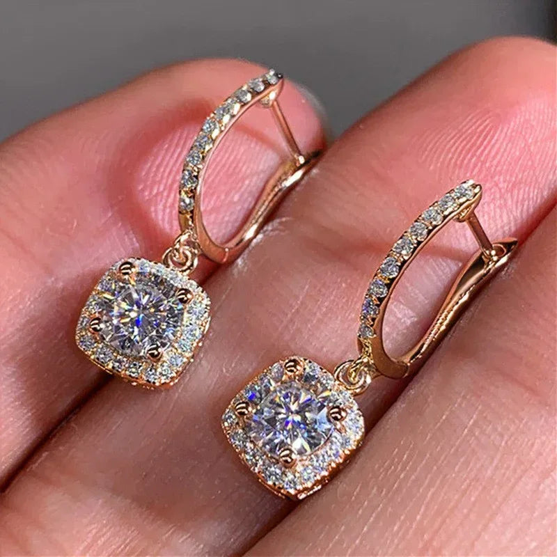 Square Round Diamond Earrings - Viexta