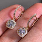 Square Round Diamond Earrings