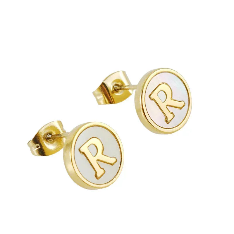 Titanium Steel 26 English Alphabet Letter Studs - Viexta