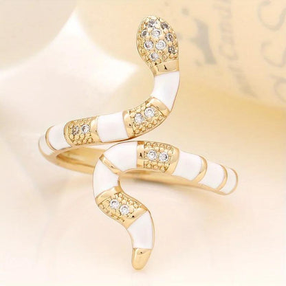 Rhinestone snake shaped ring