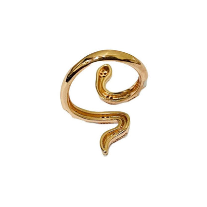 Rhinestone snake shaped ring