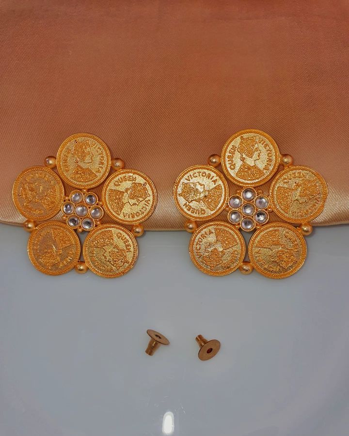 Victorian-coin brass earring