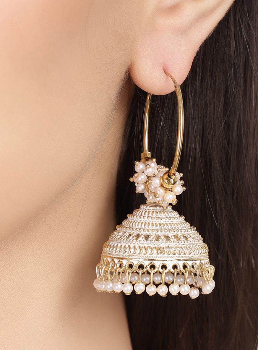 White Beaded Jhumka