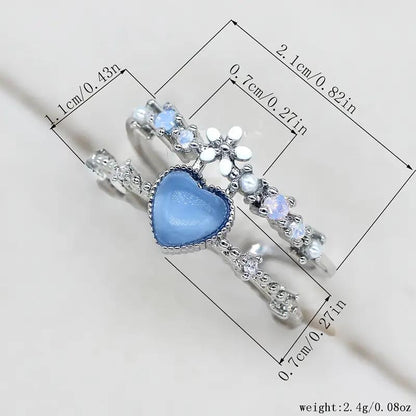 Blue Heart Layered Ring