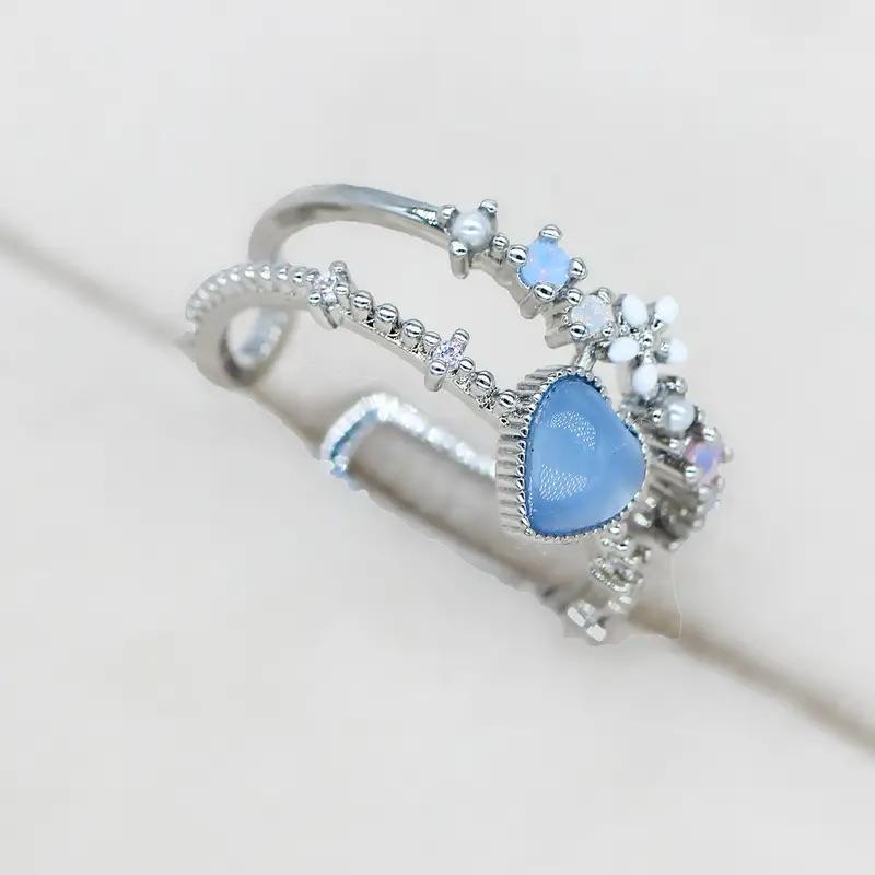 Blue Heart Layered Ring