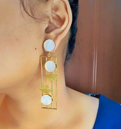 MOP studded Brass Earring