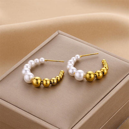 14k Lady Pearl Hoops