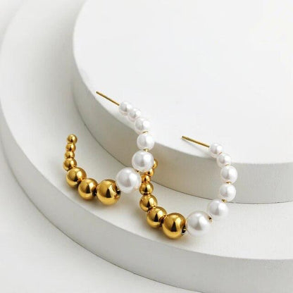 14k Lady Pearl Hoops