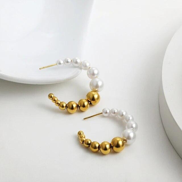 14k Lady Pearl Hoops