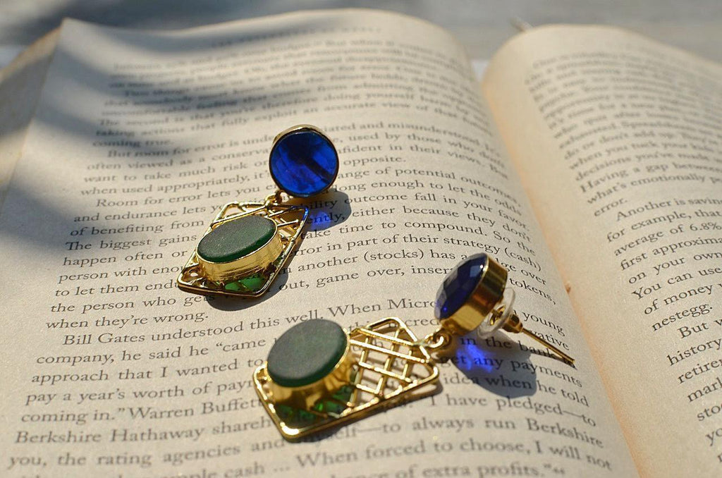 Polished Dual Monalisa Stone Earrings - Viexta