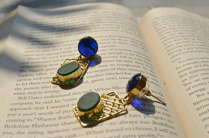 Polished Dual Monalisa Stone Earrings