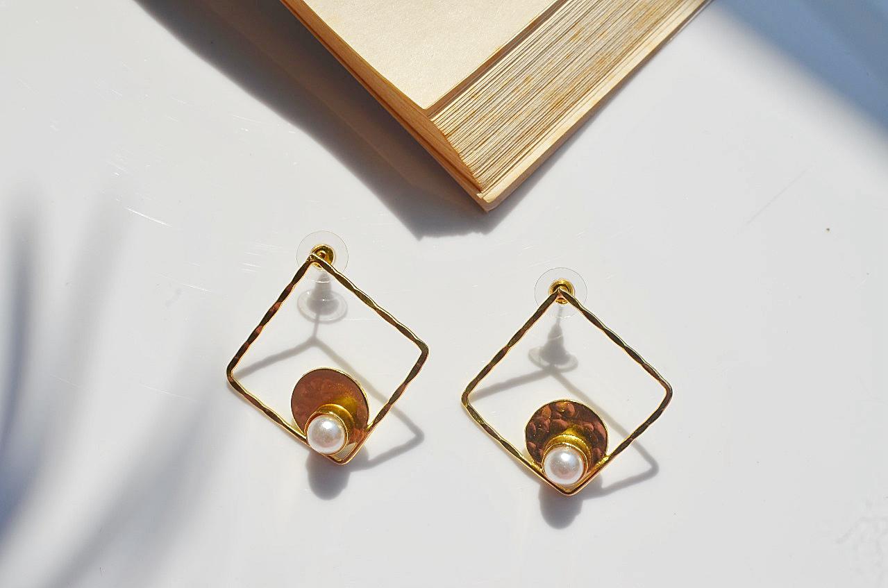 Pearl Brass Earrings