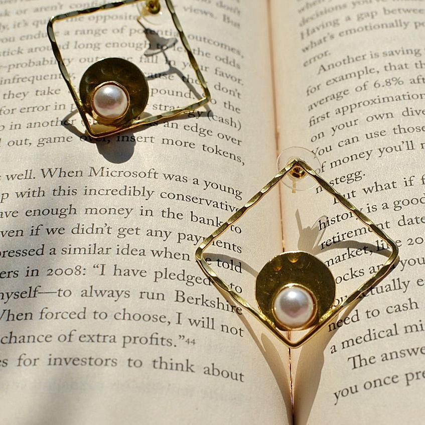 Pearl Brass Earrings