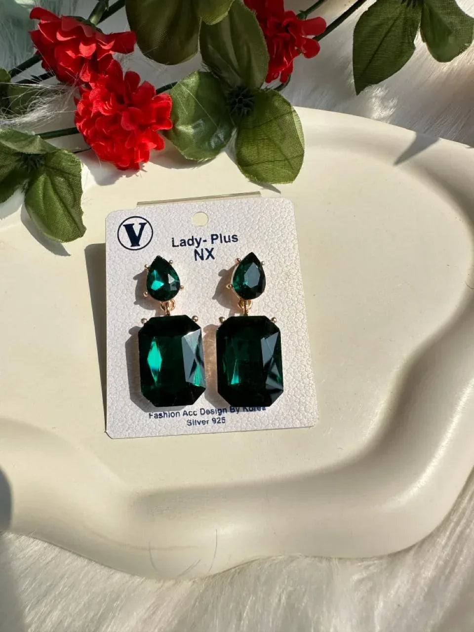 Korean Studded Drop Earrings - Viexta