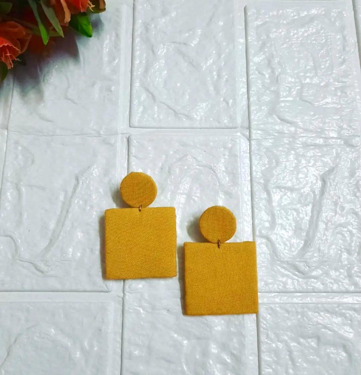 Fabric Square Earrings