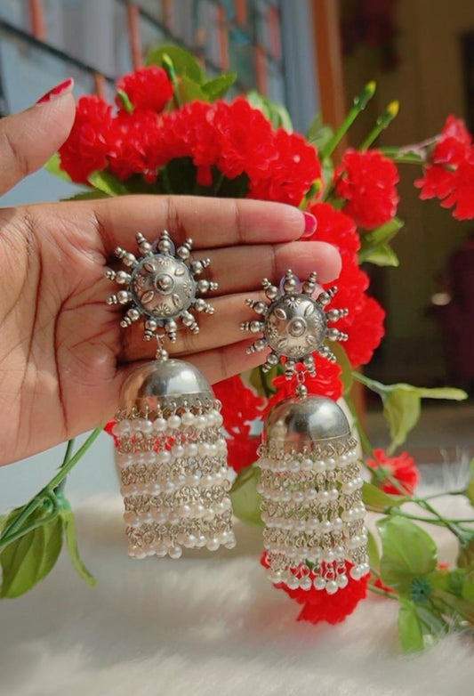 Oxidized Beaded Jhumka