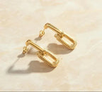 Engraved Double Edge Rectangle Earrings - Viexta