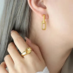 Engraved Double Edge Rectangle Earrings - Viexta