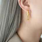 Engraved Double Edge Rectangle Earrings - Viexta